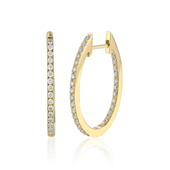 14k GG CREOLEN OVAAL MET DIAMANT .68ct H-SI - 10068910