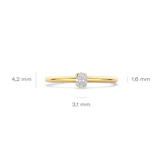 BLUSH 14k GG SOLITAIRRING MET OVALE LG DIAMANT .15ct TW-SI LG1028Y/52 - 10068935