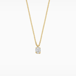 BLUSH 14k GG RONDANKERCOLLIER MET SOLITAIRHANGER OVALE LG DIAM.15ct - 10068937