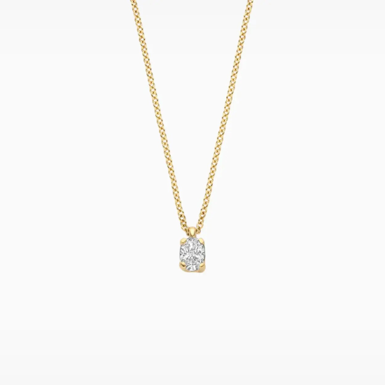 BLUSH 14k GG RONDANKERCOLLIER MET SOLITAIRHANGER OVALE LG DIAM.15ct - 10068937