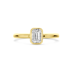 14k GG SOLITAIRRING LG DIAMANT EMERALD CUT 1.00ct H-SI - 10068958