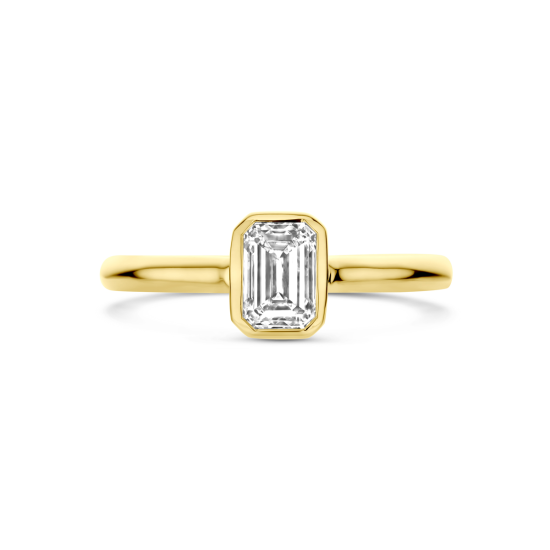 14k GG SOLITAIRRING LG DIAMANT EMERALD CUT 1.00ct H-SI - 10068958