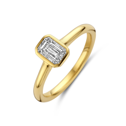 14k GG SOLITAIRRING LG DIAMANT EMERALD CUT 1.00ct H-SI - 10068958