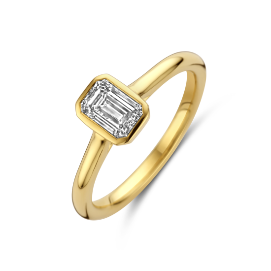 14k GG SOLITAIRRING LG DIAMANT EMERALD CUT 1.00ct H-SI - 10068958