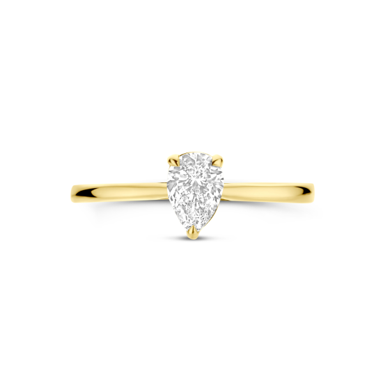 14k GG SOLITAIRRING MET PEAR SHAPED LG DIAM 0.50ct H-SI - 10068963