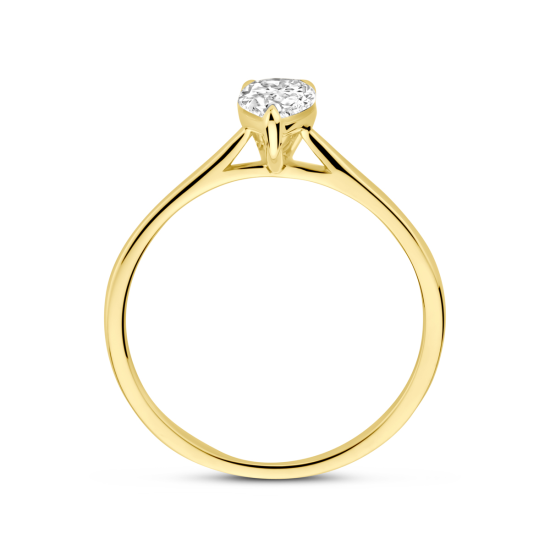 14k GG SOLITAIRRING MET PEAR SHAPED LG DIAM 0.50ct H-SI - 10068963