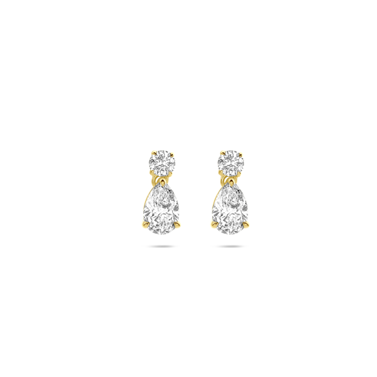 14k GG OORSTEKERS MET PEAR SHAPE EN BRILJANT GESLEPEN LG DIAMANT 1.25ct (2x 0.625ct) H-SI PEAR SHAPE EN BRILJANT GESLEPEN - 10068965