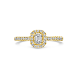 14k GG ROZETRING BRILJANT EN EMERALD CUT LG DIAM 0.48ct H-SI - 10068968