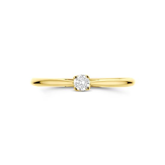 14k GG SOLITAIRRING BRILJANT LG DIAM 0.10ct H-SI - 10068970