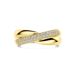 14k GG CROSSOVER RING 2RIJ LG DIAM 0.30ct H-SI - 10068975
