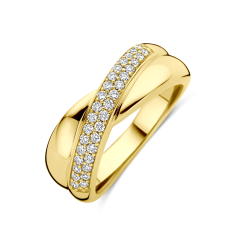 14k GG CROSSOVER RING 2RIJ LG DIAM 0.30ct H-SI - 10068975