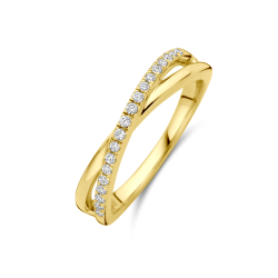 14k GG CROSSOVER RIJRING LG DIAM 0.15ct H-SI - 10068976