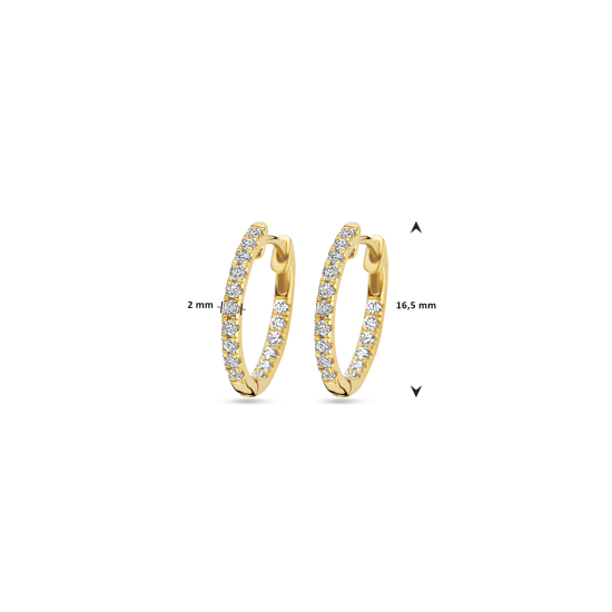 14k GG KLAPCREOLEN BRILJANT LG DIAM 0.46ct (2x 0.23ct) H-SI 16,5 mm - 10068979
