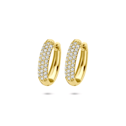 14k GG KLAPCREOLEN 3RIJ LG BRILJANT DIAM 0.755ct (2x 0.3775ct) H-SI 18 mm - 10068980