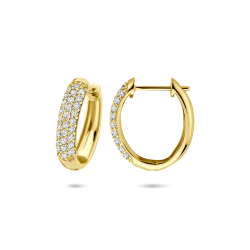 14k GG KLAPCREOLEN 3RIJ LG BRILJANT DIAM 0.755ct (2x 0.3775ct) H-SI 18 mm - 10068980