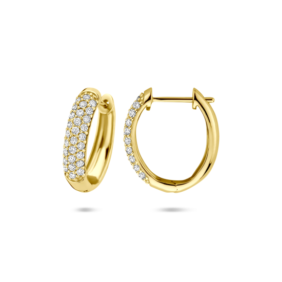 14k GG KLAPCREOLEN 3RIJ LG BRILJANT DIAM 0.755ct (2x 0.3775ct) H-SI 18 mm - 10068980
