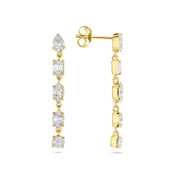 14k GG OORSTEKERS MET HANGEND 2x5 LG DIAM 2.00ct (2x 1.00ct) H-SI 30 mm - 10068981