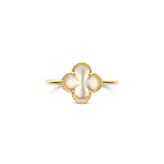 BLUSH 14k GG RING MET KLAVER 4 WIT PARELMOER - 10068985