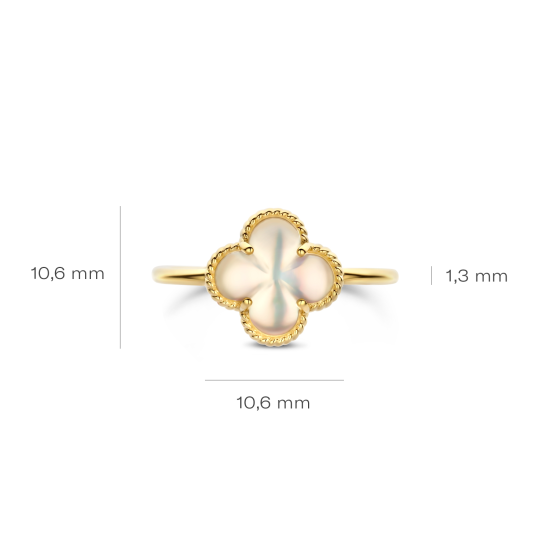 BLUSH 14k GG RING MET KLAVER 4 WIT PARELMOER - 10068985