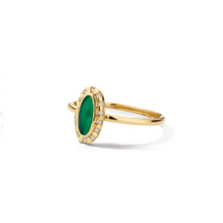 BLUSH 14k GG VINTAGE ROZETRING MET OVALE GROENE AGAAT EN ZIRKONIAS 1266YGA - 10068986