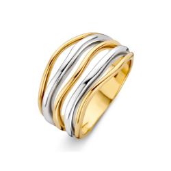 14k BICOL.RING 5RIJ DRAAD-GOLVEN 14mm - 10067576