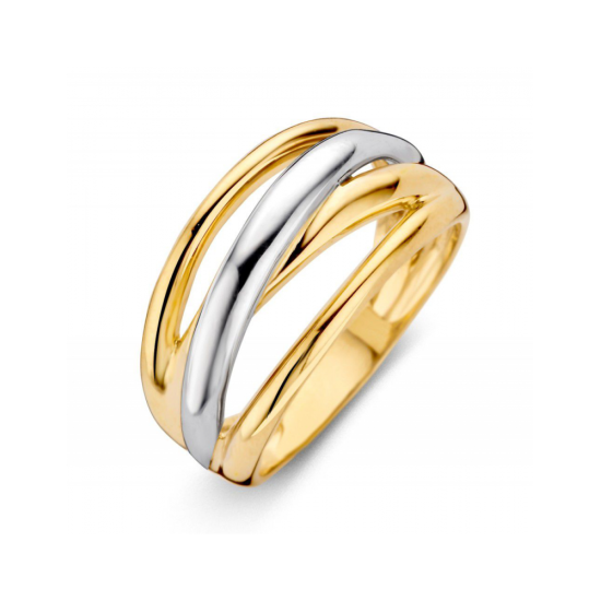 14k BICOL.CROSSOVER RING 4RIJ DRAAD 12mm - 10067577