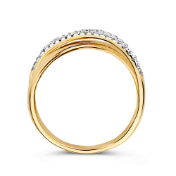 14k GG CROSSOVER RING 2x 2 RIJEN DIAMANT .51ct H-SI - 10069008