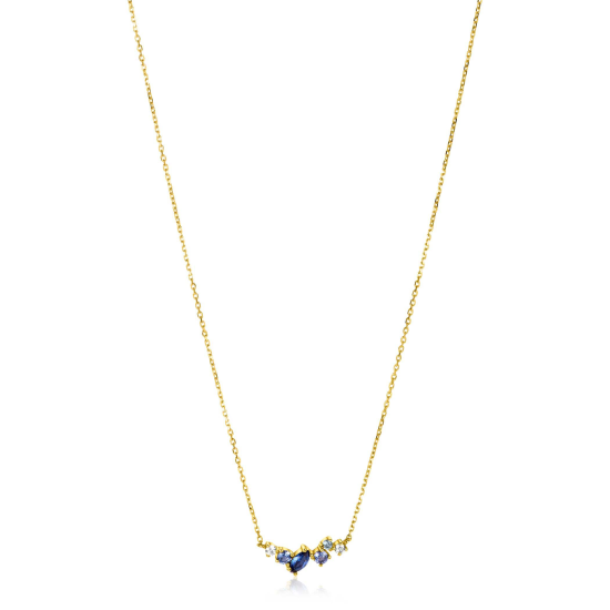 14K GG COLLIER LICHT/DONKER BLAUW ZIRCONIA - ZINZI ZGC381 - 10069022