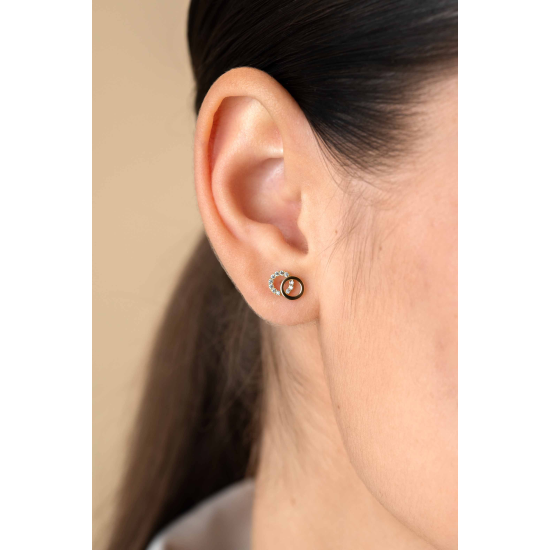 14K GG OPEN RONDJES MET ZIRCONIA OORKNOP - ZINZI ZGO466 - 10069043