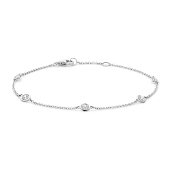 BLUSH 14k WG ARMBAND 1mm 16,5/18cm MET 5 ZIRCONIAS GLADOMGEZET 3,5mm 2238WZI - 10069045