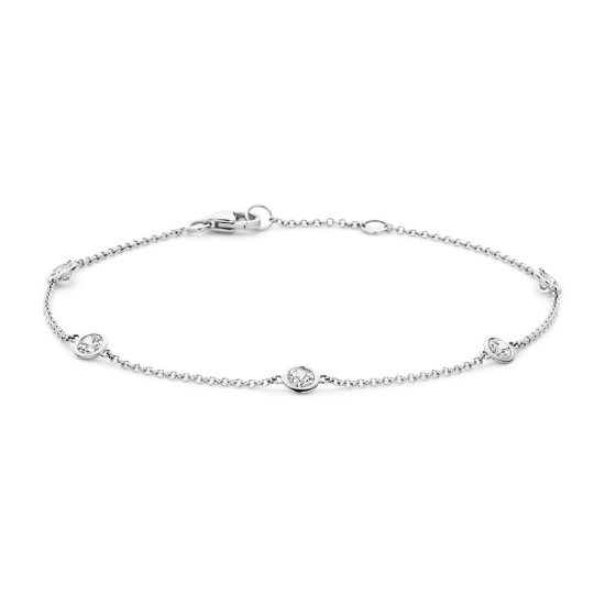 BLUSH 14k WG ARMBAND 1mm 16,5/18cm MET 5 ZIRCONIAS GLADOMGEZET 3,5mm 2238WZI - 10069045