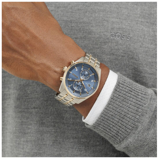 HUGO BOSS SKYTRAVELLER HPH BICOLOR ST-ST BLAUWE WPL. CHRONO - 10069125