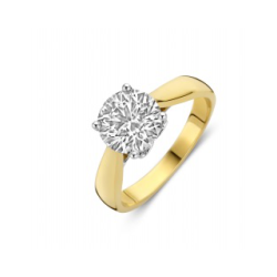 MORI 14k BICOLOR SOLITAIRRING MET BRILJANT LG DIAMANT 1,56ct F-VS1 - 10069129