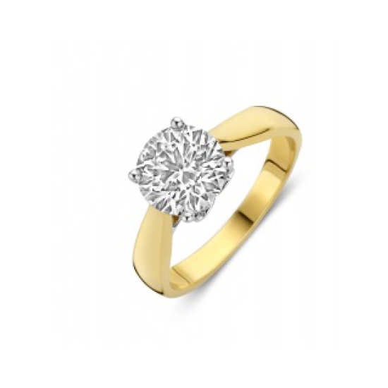 MORI 14k BICOLOR SOLITAIRRING MET BRILJANT LG DIAMANT 1,56ct F-VS1 - 10069129