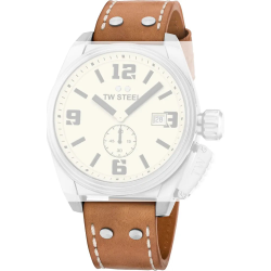 TW STEEL CANTEEN LEREN HORLOGEBAND BRUIN MET STAALNIETEN TWB1000 - 10069131