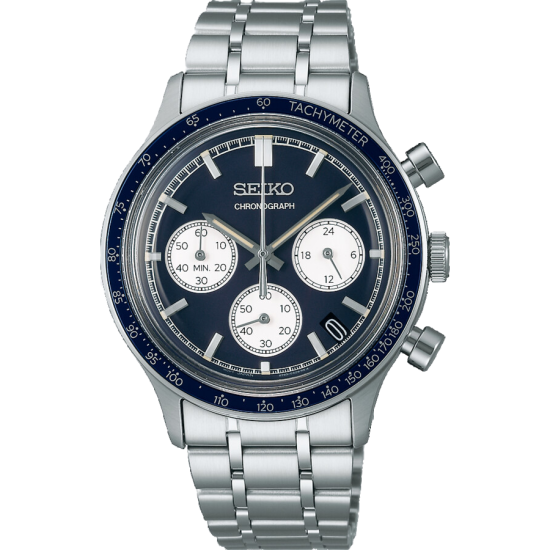 SEIKO STALEN HERENHORLOGE ZWARTE "PANDA" WIJZERPLAAT MET CHRONOGRAAF EN DATUM SSB477P1 - 10069160
