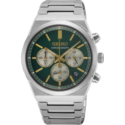 SEIKO STALEN HERENHORLOGE GROENE "PANDA" WIJZERPLAAT MET CHRONOGRAAF EN DATUM SSB461P1 - 10069161