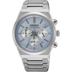 SEIKO STALEN HERENHORLOGE BLAUWE "PANDA" WIJZERPLAAT MET CHRONOGRAAF EN DATUM SSB459P1 - 10069165