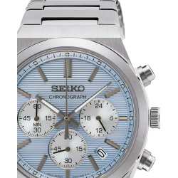 SEIKO STALEN HERENHORLOGE BLAUWE "PANDA" WIJZERPLAAT MET CHRONOGRAAF EN DATUM SSB459P1 - 10069165