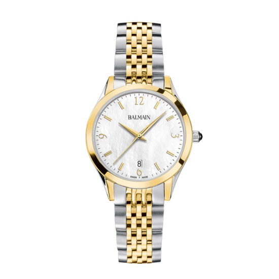 BALMAIN "CLASSIC R" BICOLOR DAAMESHORLOGE MET WIT PARELMOER WIJZERPLAAT B43123184 - 10069176