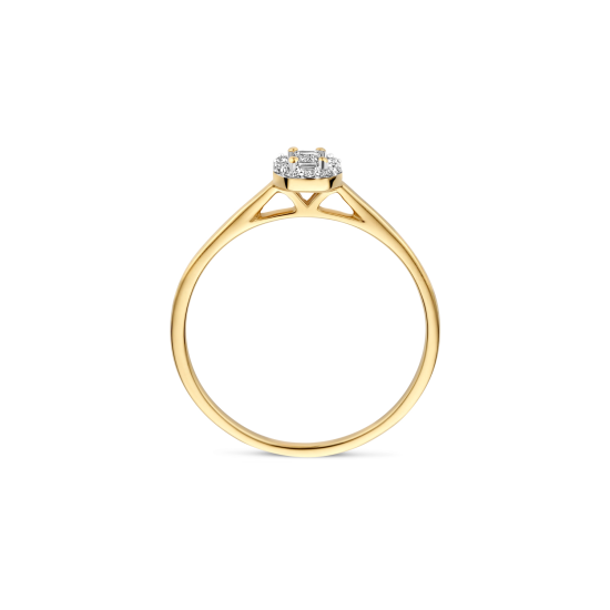 BLUSH 14k GG ROZETRING MET EMERAUDE EN BRILJANT LG DIAM. TOTAAL 0,17ct TW-SI LG1022 - 10069180