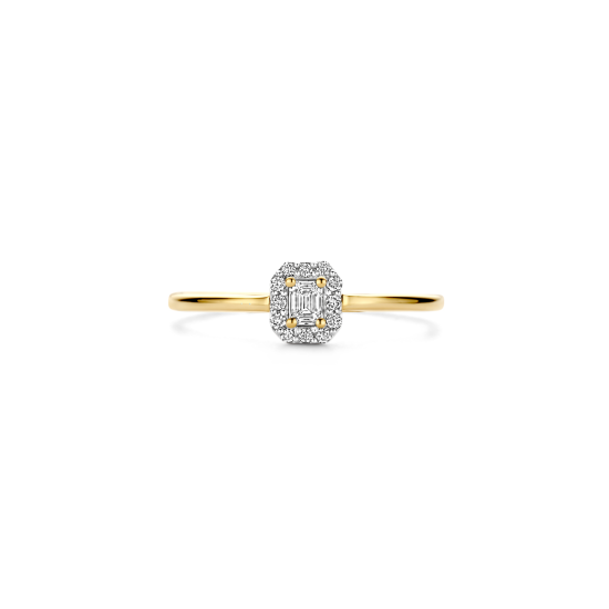 BLUSH 14k GG ROZETRING MET EMERAUDE EN BRILJANT LG DIAM. TOTAAL 0,17ct TW-SI LG1022 - 10069180