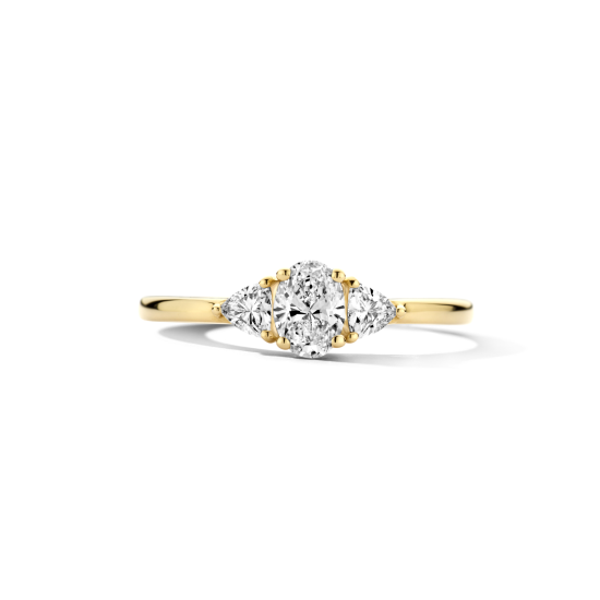 BLUSH 14k GG 3STEENS RING MET 1 OVAL .35ct EN 2 TRILJANT LG DIAM .20ct TW-SI LG1039Y/54 - 10069186
