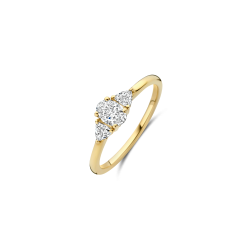 BLUSH 14k GG 3STEENS RING MET 1 OVAL .35ct EN 2 TRILJANT LG DIAM .20ct TW-SI LG1039Y/54 - 10069186