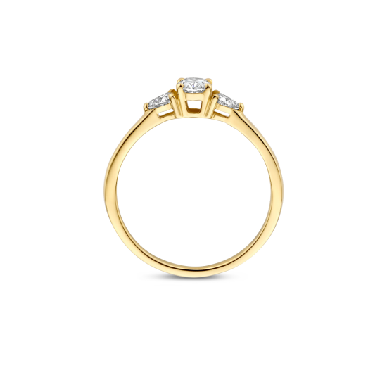 BLUSH 14k GG 3STEENS RING MET 1 OVAL .35ct EN 2 TRILJANT LG DIAM .20ct TW-SI LG1039Y/54 - 10069186