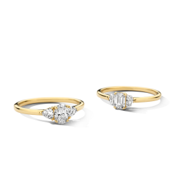BLUSH 14k GG 3STEENS RING MET 1 BAGGUETTE .40ct EN 2 TRILJANT LG DIAM .20ct TW-SI LG1040Y/56 - 10069188