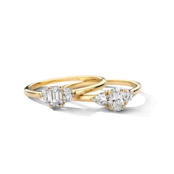 BLUSH 14k GG 3STEENS RING MET 1 BAGGUETTE .40ct EN 2 TRILJANT LG DIAM .20ct TW-SI LG1040Y/56 - 10069188