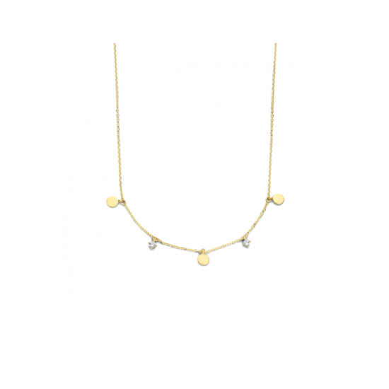 14k GG COLLIER 40-44cm 3RONDJES 2ZIRC - 1007647