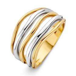 14k BICOL.RING 5RIJ DRAAD-GOLVEN 14mm - 10069190