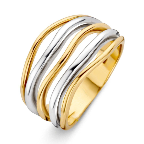 14k BICOL.RING 5RIJ DRAAD-GOLVEN 14mm - 10069190